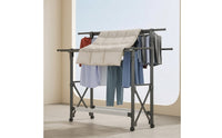 Rolling Clothes Drying Rack with Wheels Freestanding Foldable Laundry Rack Space-Saving Expandable for Balcony, Apartment