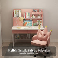 Kids Desk and Chair Set Spacious Desktop children's Writing Table with Chair Sturdy Homework Desk with Bookshelf for Girls, Boys, Bedroom, Home