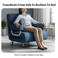 Foldable Design Single Sleeper Lounger Space-Saving Convertible Armchair Multi-Functional Folding Bed Adjustable Backrest for Office Workers, Apartment Dwellers, Students, Living Room, Balcony, Small Areas, Bedroom