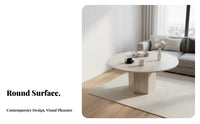 Sintered Stone Top Round Pedestal Table Modern Minimalist Design Pedestal Coffee Table French-Inspired Household Furniture Small Apartment suitable for for residents, Interior Designers, Families with Children, Living Room, Lounge Area, Office