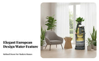 European Design Feng Shui Floor Water Feature Humidifier Function Freestanding Waterfall Fountain Artificial Stone Construction Freestanding Waterfall Feature for Living Room, Office, Entryway, Lobby