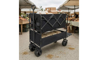 Metal Frame Two-Tier Utility Carrier Side Pocket Storage Collapsible Utility Carrier Four Wheels Household Carrier Compact for Outdoor