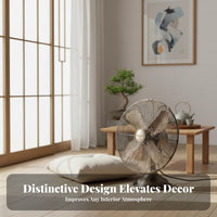 Portable Retro Electric Fan Wide Angle Oscillation Vintage Design Desk Fan Adjustable Tilt Antique Design Air Circulator 3 Speed Settings for Office, Bedroom, Living Room
