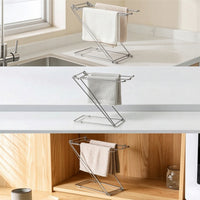 Countertop Rack with Three Rods Foldable Dishcloth Drying Rack Stainless Steel