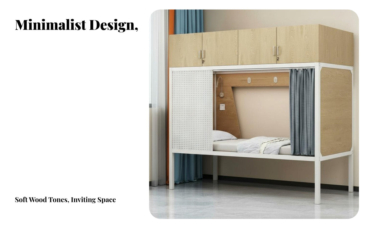 Single Storage Loft Bed Sturdy Construction Metal Frame Capsule Bed Guardrails Bedroom Furniture for Teens, Small Areas, Dorm Room, Apartment