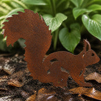 Rusty Squirrel Silhouette Garden Stake Metal Animal Yard Art Decoration