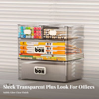 Stackable letter-size Paper Drawer Transparent Desktop Organizer sturdy for Study Room