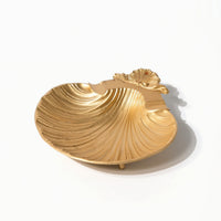 Metal Jewelry Tray with Gold Finish Shallow Shell Tray Classy Dish for Vanity