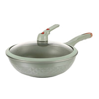 Wok with Glass Lid Nonstick Wok Pan with Lid Spacious Stir Fry Pan for Home Cooks, Induction Cooktop, Kitchen