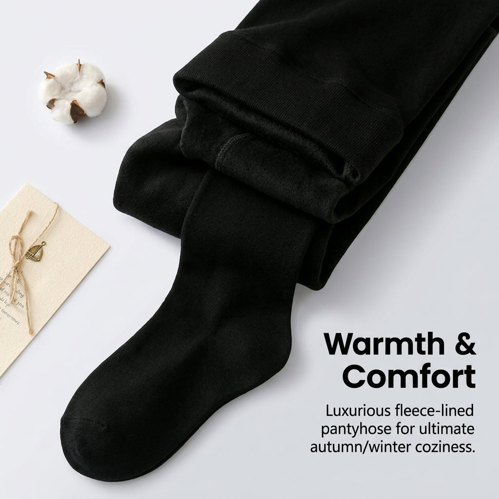 Tights for Women with Thermal Fleece Lined Design for Autumn and Winter, Right Angle Heel Construction Prevents Bunching