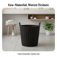 Lidded Woven Basket adaptable Laundry Hamper Breathable Design for Bathroom
