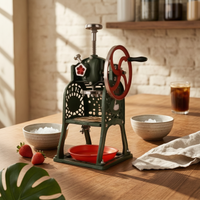 Hand-Cranked Ice Shredder Metal Frame Floor-Standing Ice Shredder Perforated Panels Kitchen Gadget