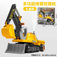 Multifunctional Large Excavator Ride-On Toy with Steam Spray, Sand Digging, for Kids