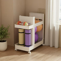 Exercise Accessories Storage Cart Large Capacity Rolling Exercise Accessories Rack Heavy Duty Rolling Gym Organizer for Families, Living Room