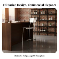 Manufacturing-inspired design Upholstered Highspine Stool with spinerest Bar Chair Modern Design Seating Furniture Sturdy Construction for Business Owners, Homeowners, pairs, Cafe, Front Desk, Restaurant, Dining Room
