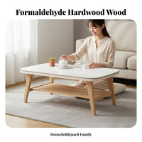 Japanese and design dual-level Rectangular Centerpiece Modern Design 2-Tier Rectangular Table Rounded Corners Living Room Furniture Easy to Clean for Apartment Dwellers, Families, property owners, Home, Lounge Area, Office, Bedroom