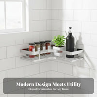 Drillwithout Drilling Installation Triangle Corner Organizer No Drilling Triangular Shower Organizer Rust-Proof Wall Shelf Rustproof for Homeowners, Families, Students, Kitchen, Restroom, Balcony