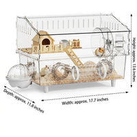 Large Hamster Cage with House Shape, Clear Acrylic Hamster House for Dwarf Hamsters, Easy to Clean Indoor Transparent Acrylic Hamster Cage