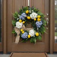 Artificial Lemon Wreath Ready to Hang Hydrangea Wreath Indoor Outdoor Use
