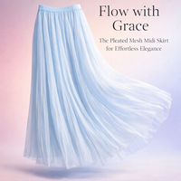 Skirt for Girls and Women with a Stylish Pleated Design, High Waist Flared Midi with Elastic for Casual Wear