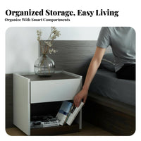 Single-Drawer Bedside Table Modern Design Nightstand Space-Saving for Homeowners