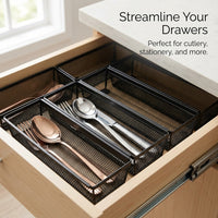 Desk Organiser with Metal Mesh Storage Baskets for Office and Students, Wire Pen Holder Set with Multiple Compartments