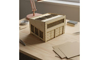 Removable Roof WWII Vehicle Repair Factory Model Opening Doors 1:72 Scale Garage Modular Design Wooden Armored Vehicle Warehouse Kit New Tooling for Miniature Scene Makers, Wargamers, Dioramas, Wargaming Scenery