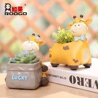 Cartoon Cute Deer Resin Succulent Flower Pot for Balcony Garden Office Desk