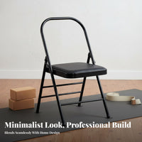 Foldable Design Iyengar Mindful Movement Chair Deepens Stretches Folding Mindful Movement Chair Padded Seat Backless Exercise Stool Portable for Beginners, Seniors, Home Gym