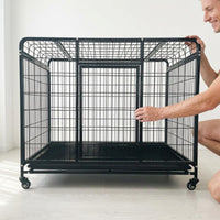 Metal Pet Cage Wheels Wheels Portable Pet Cage Square-Tube Frame