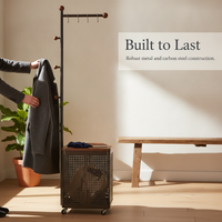 Freestanding Garment Rack with Storage Shelf, Metal Clothes Organizer for Bedroom and Living Room