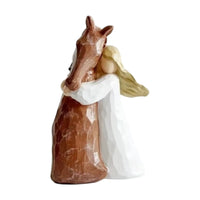 Girl and Horse Figurine Faceted Horse Figurine Giftable for Shelf, Bedside Table