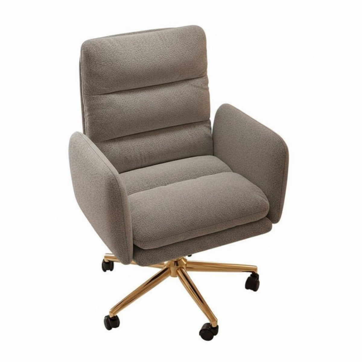 Upholstered Rolling Armchair 360° Swivel Vanity Stool Sturdy Base for Study Room