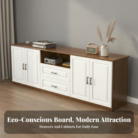 Wooden TV Cabinet Modern Simple Design TV Stand with Storage Multifunctional Living Room Entertainment Center for Bedroom, Small Apartment