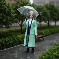 1/12 Scale Raincoat Contrast Color Trim BJD Doll Outerwear See-Through Design 1/12 Scale Trench Coat