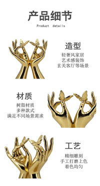 Gold Butterfly Resin Figurine for Living Room