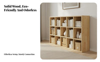 Versatile Solid Wood Bookshelf Long-Lasting Construction Fir Wood Grid Shelf Stable Structure Accessible Bookshelf High Load-Bearing Capacity for Students, Homeowners, Living Room, Bedroom, Home Office, Entryway
