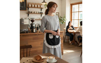 Short Server Apron with Pockets Adjustable Tie Waist Ruffled Half Apron Charming Workwear Accessory for Servers, Cosplayers