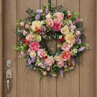 Peony Tulip Blossom Wreath Festive Decoration Home Decor Colorful Floral Design
