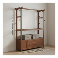 Freestanding Clothes Rack with Cabinet Large Capacity Wardrobe Organizer with Drawers and Shelves Space Saving Coat Stand with Storage for Closet