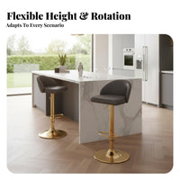 Upholstered Rotating Stool with Backrest Minimalist Design Upholstered Rotating Stool Padded Seat Sturdy Frame for Cafe