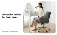 Scalloped Back Chair Height Adjustable Vanity Stool Comfortable Cushion Thick Cushioning for Women, Home Office Workers, Bedroom