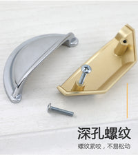 现代简约贝壳半圆拉手中药柜抽屉金色黑色白色小扣手北欧复古把手