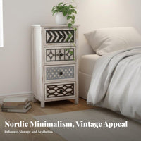 2-Drawer Nightstand Nordic aesthetic Bedside Table Distressed Finish Vintage Look for Interior Decorators