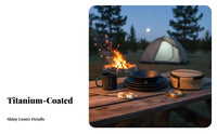 Long-Lasting Black Stainless Steel Dinnerware Set Compact Titanium Plated Bowl and Plate Set Lightweight for Campers, Backpackers, Picnic