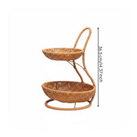 Woven Countertop Basket Stand Long-Lasting Multi-Tier Fruit Basket for Kitchen