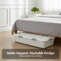 Underbed Wheeled Latch Box debrisproof Home Organizer Stackable for Dorm Room