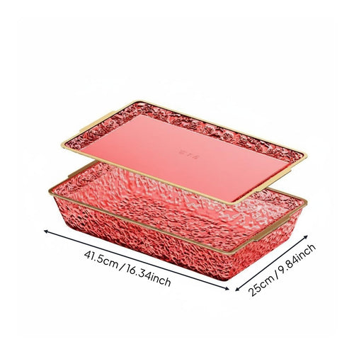 Ice Chilled Serving Tray with Lid Easy to Clean Rectangular Food Chiller Platter