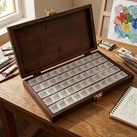 60-Slot Storage Box Hinged-Lid Bamboo Storage Box Dark Wood