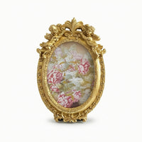 Oval Photo Frame Cherub Oval Picture Frame Gold Finish for Mantel, Desk